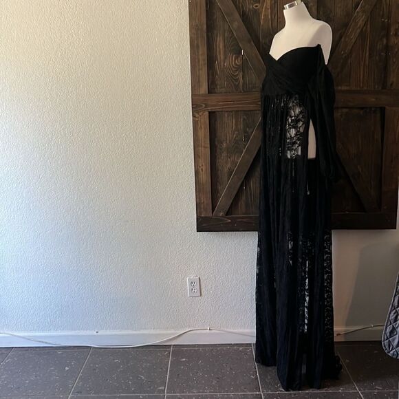 Maternity Lace Photography PhotoShoot Long Sleeve off shoulders High Sl… - Picture 8 of 14